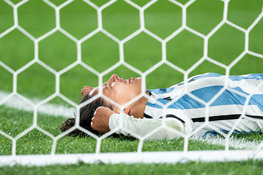 Julieta Cruz of Argentina in pain