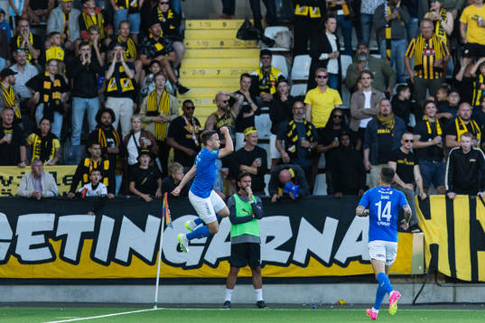 Arni Frederiksberg of Klaksvik celebrates