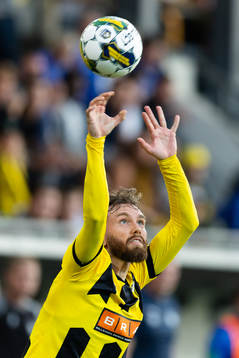 Simon Sandberg of Häcken with a throw in