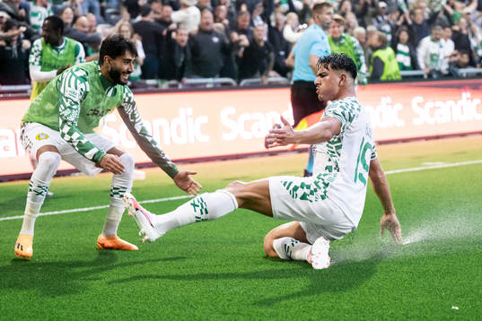 Alper Demirol and Jusef Erabi of Hammarby celebrates