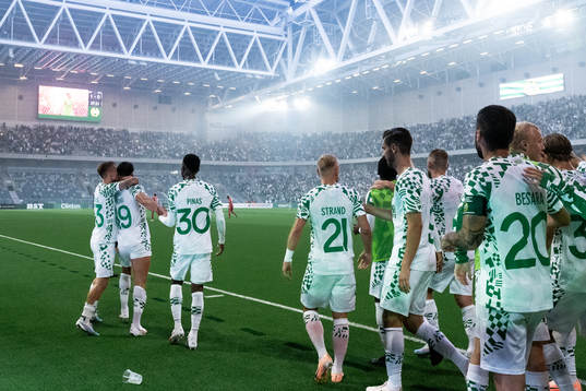 Jusef Erabi of Hammarby celebrates with team