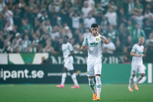 Viktor Djukanovic of Hammarby looks dejected