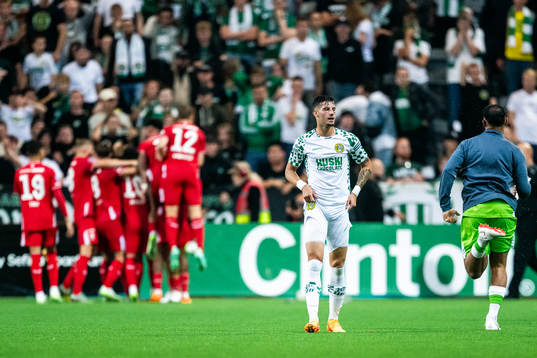 Viktor Djukanovic of Hammarby looks dejected