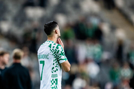 Viktor Djukanovic of Hammarby looks dejected