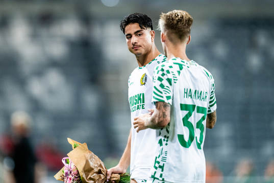 Jusef Erabi and Fredrik Hammar of Hammarby look dejected
