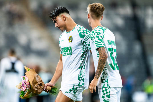 Jusef Erabi and Fredrik Hammar of Hammarby look dejected
