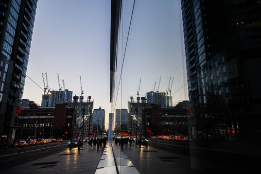 A reflection in a building