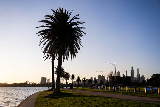 The citys skyline as seen from Albert Park