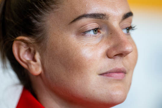 Vilde Bøe Risa of Norway at a press conference