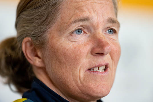 Head coach Hege Riise of Norway at a press conference