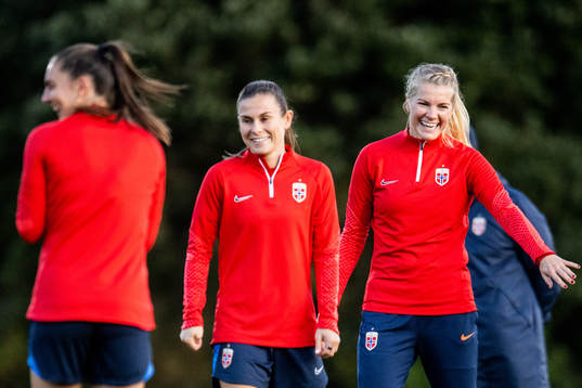Emilie Bosshard Haavi and Ada Hegerberg of Norway at a