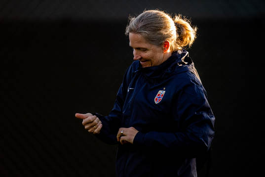 Head coach Hege Riise of Norway at a training session