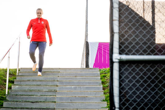 Mathilde Harviken of Norway at a training session
