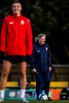 Head coach Hege Riise of Norway at a training session
