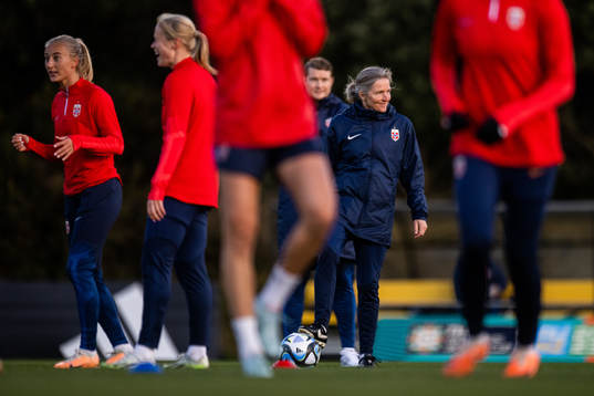 Head coach Hege Riise of Norway at a training session