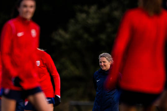 Head coach Hege Riise of Norway at a training session