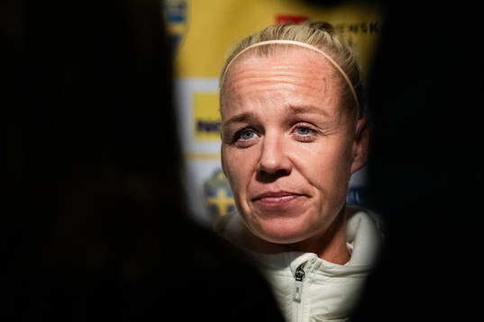 of the Swedish women's national football team at a press