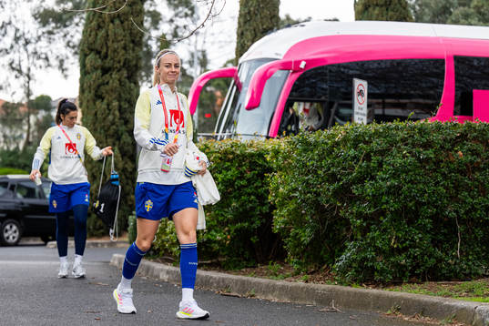 Goalkeeper Zecira Musovic and Amanda Ilestedt of the