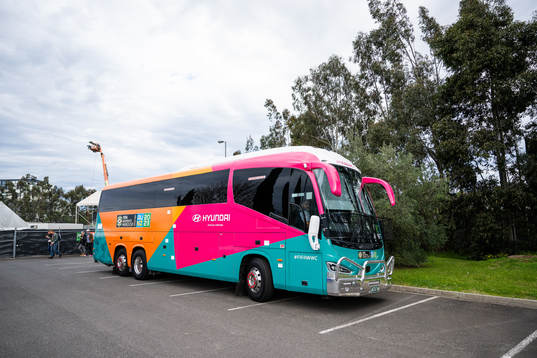 The team bus of the Swedish women's national football team