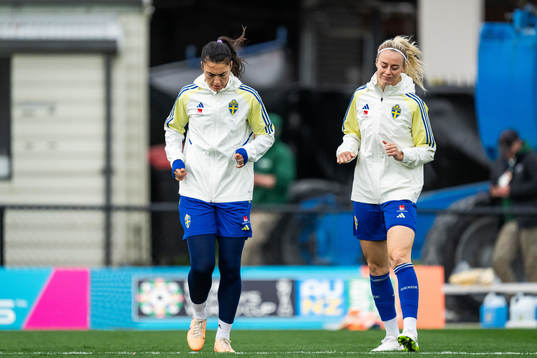 Goalkeeper Zecira Musovic and Amanda Ilestedt of the