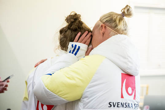 Filippa Angeldahl and Caroline Seger of the Swedish women's
