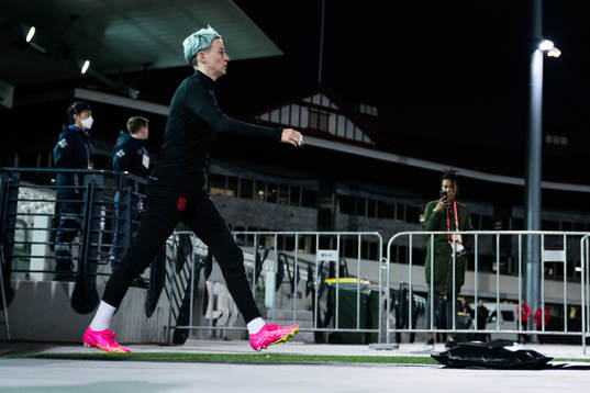 at a training session with the women's national football