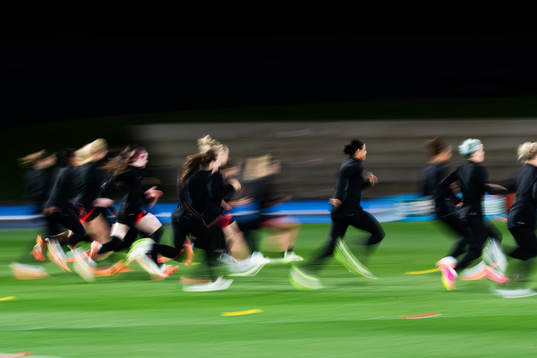 Players at a training session with the women's national