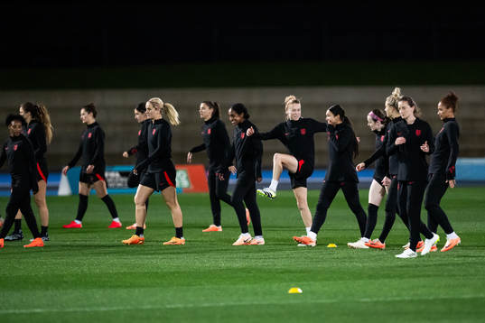 Players at a training session with the women's national
