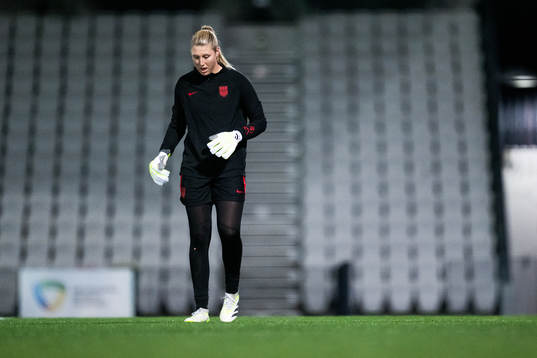 Goalkeeper Casey Murphy at a training session with the