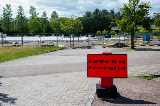 Den gamla parkering utanför Landskrona IP är byggplats