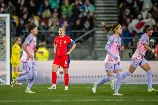 Maren Mjelde of Norway looks dejected