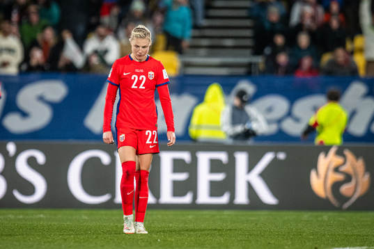 Sophie Román Haug of Norway looks dejected