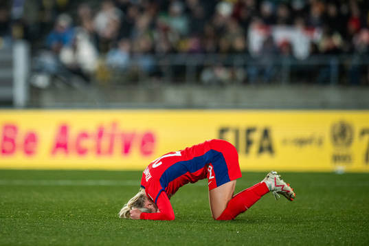 Sophie Román Haug of Norway in pain