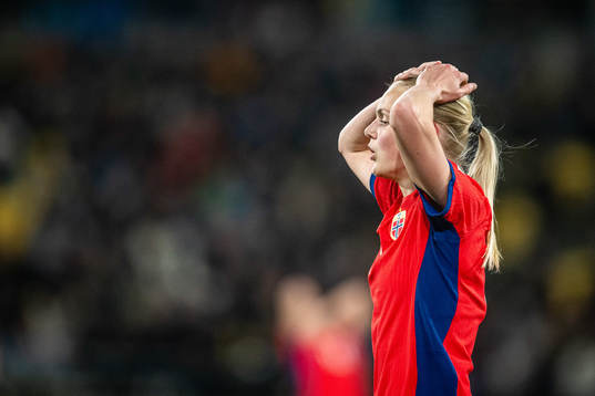 Sophie Román Haug of Norway looks dejected
