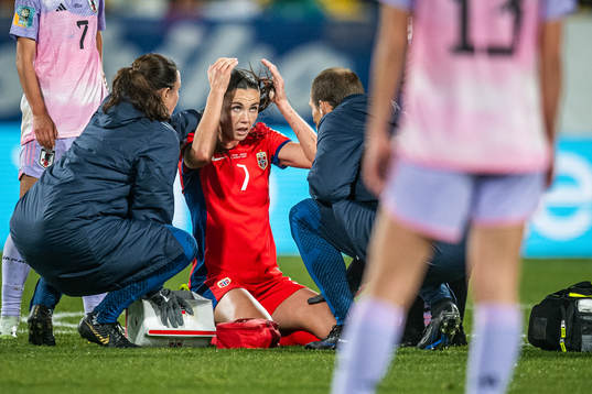 Ingrid Syrstad Engen of Norway in pain