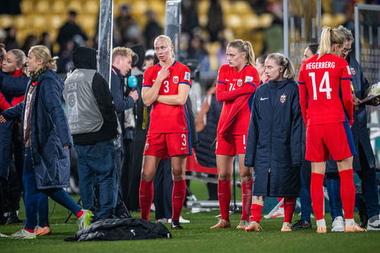 Sara Hørte and Mathilde Harviken of Norway look dejected