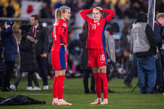 Ada Hegerberg and Caroline Graham Hansen of Norway look