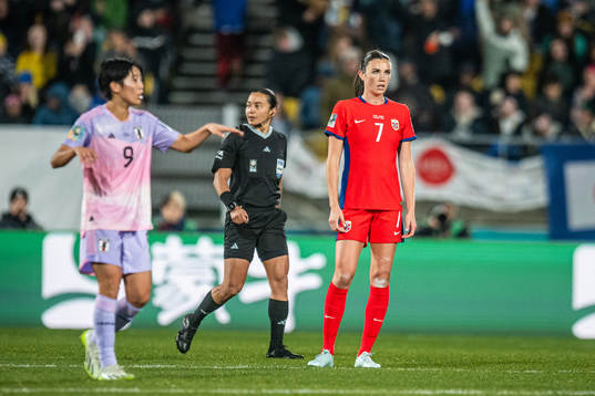 Ingrid Syrstad Engen of Norway looks dejected