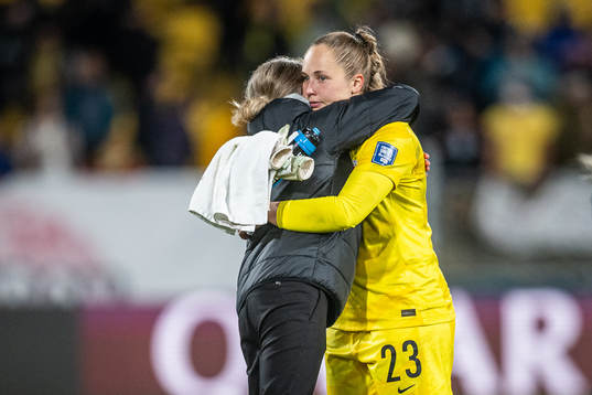 Goalkeeper Aurora Mikalsen of Norway looks dejected