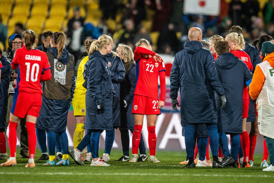 Sophie Román Haug of Norway looks dejected