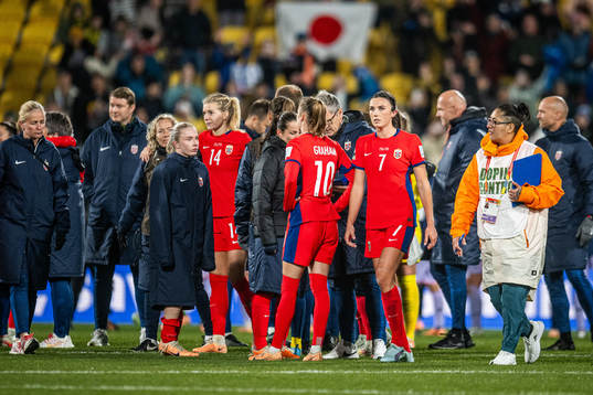 Ingrid Syrstad Engen of Norway looks dejected