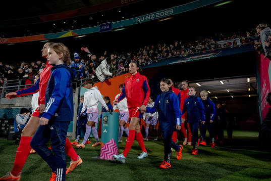 Ingrid Syrstad Engen of Norway enters the pitch