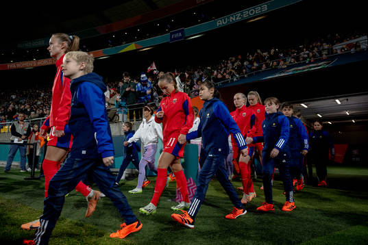 Guro Reiten of Norway enters the pitch
