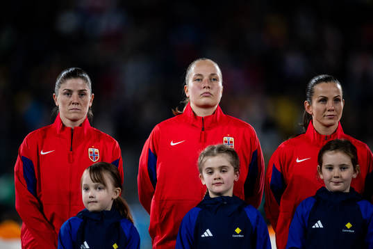 Maren Mjelde, goalkeeper Aurora Mikalsen and Tuva Hansen of