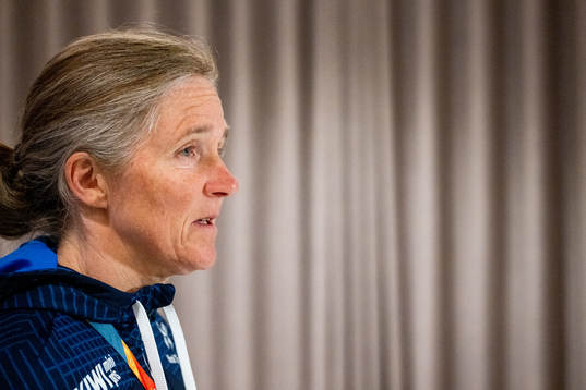 Head coach Hege Riise of Norway at a press conference
