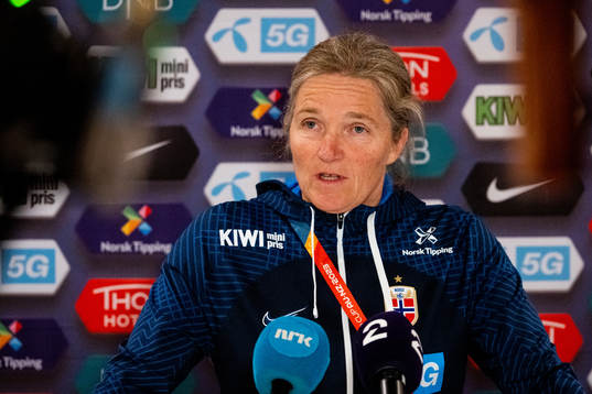 Head coach Hege Riise of Norway at a press conference