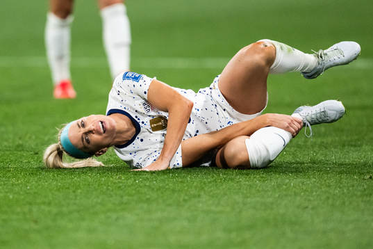 Julie Ertz of USA in pain