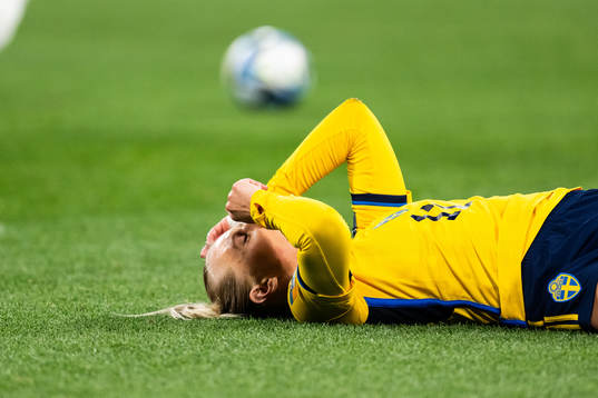 Stina Blackstenius of Sweden in pain