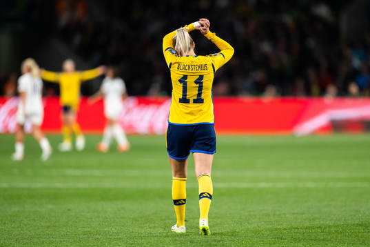 Stina Blackstenius of Sweden in pain