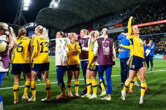Players of Sweden celebrate